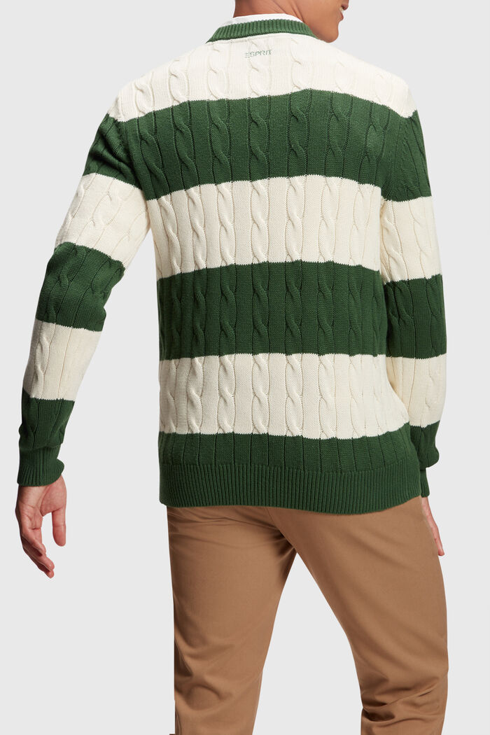 Striped cable knit sweater, OFF WHITE, detail image number 2