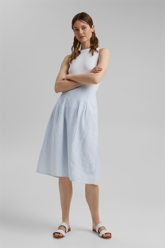 Linen blend: striped midi skirt, LIGHT BLUE, detail image number 1
