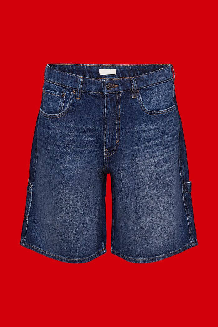 Relaxed fit denim shorts, BLUE DARK WASHED, detail image number 5