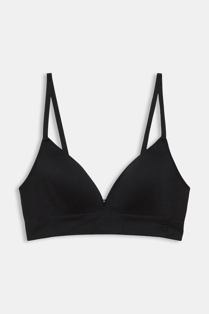 Recycled: padded soft bra, BLACK, overview