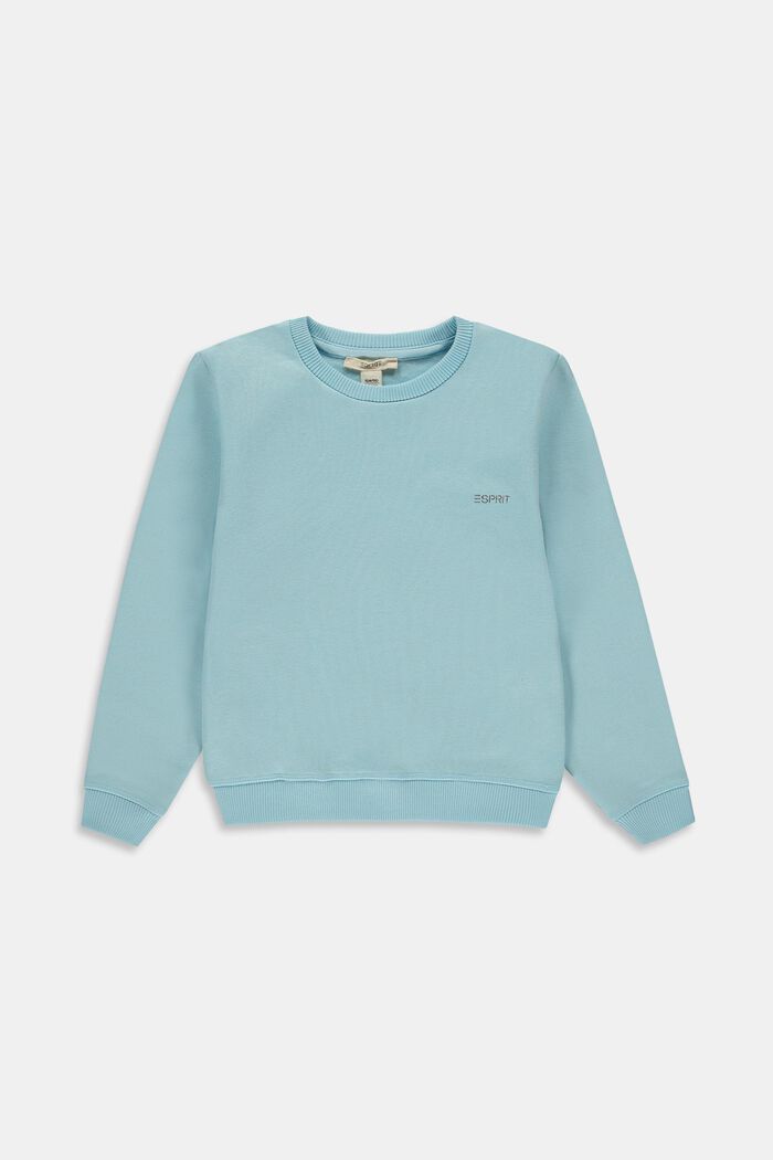 Cotton sweatshirt with logo, LIGHT TURQUOISE, detail image number 0