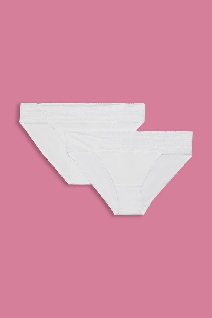 Recycled: double pack of microfibre briefs trimmed with lace, WHITE, detail image number 4