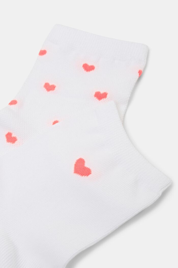 2-Pack Heart Socks, WHITE, detail image number 2