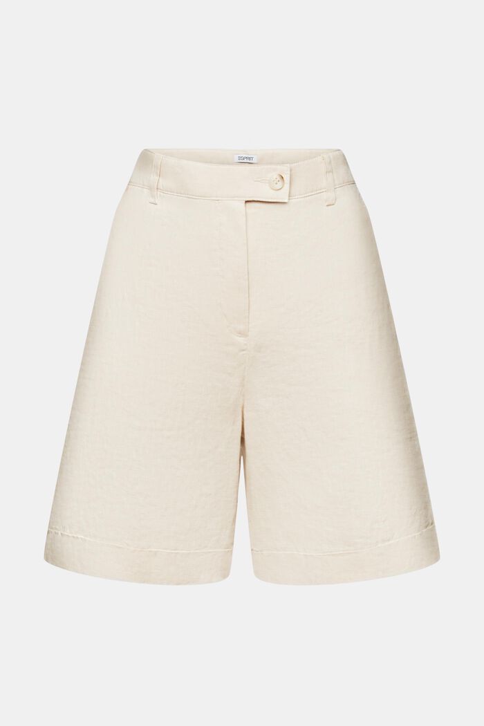 Linen Cuffed Shorts, CREAM BEIGE, detail image number 7