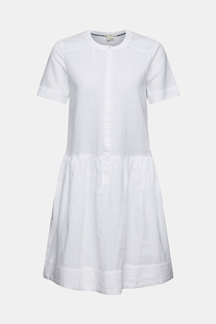 Made of blended linen: dress with a button placket