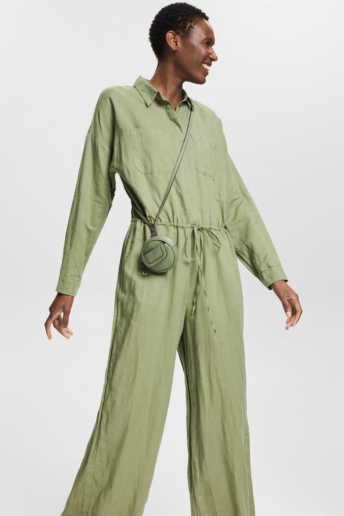 Made of blended linen: jumpsuit with a wide leg