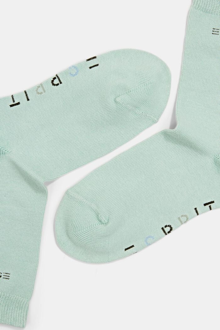 Double pack of blended organic cotton socks with logo, JADE, detail image number 1