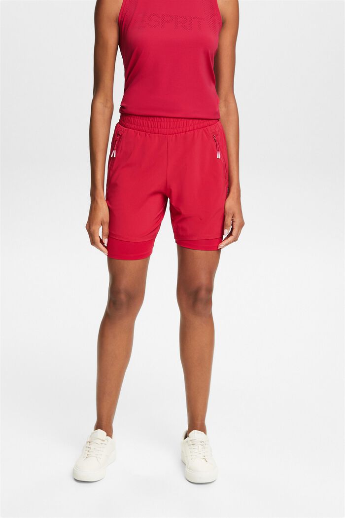 Active Double-Layer Shorts, DARK RED, detail image number 0