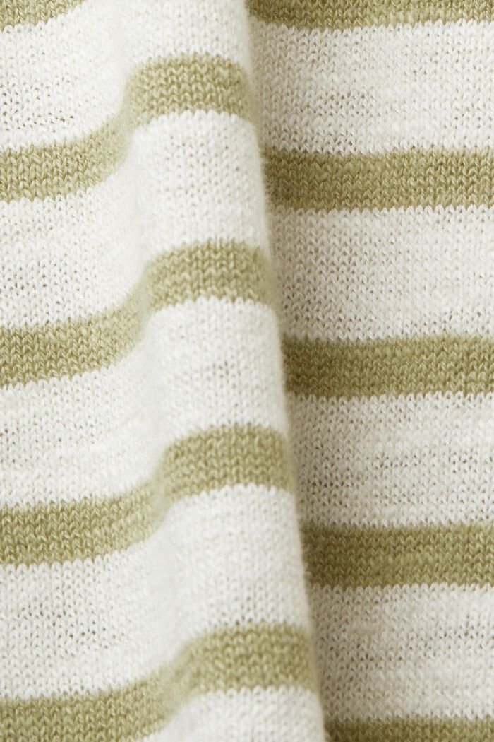 Striped crewneck jumper, cotton-linen blend, NEW ICE, detail image number 5