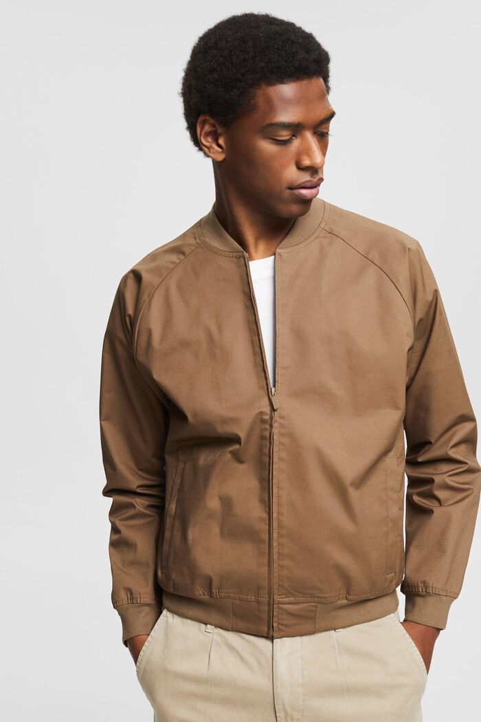 Bomber jacket made of blended organic cotton, CARAMEL, detail image number 0