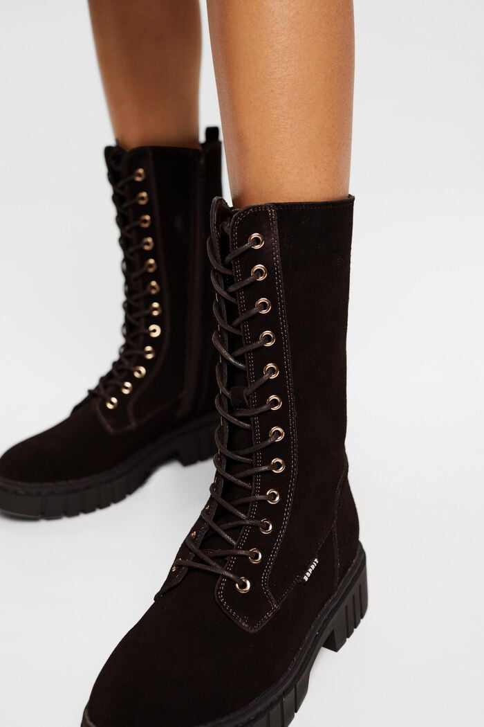 Suede lace-up boots, DARK BROWN, detail image number 1