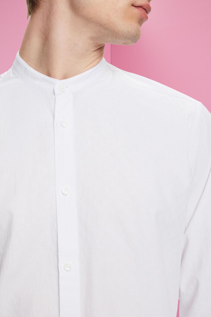 Textured slim fit shirt with band collar, WHITE, detail image number 2