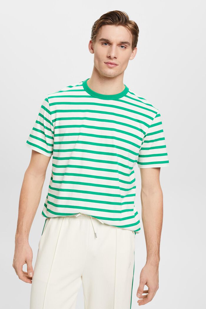 Striped sustainable cotton t-shirt, GREEN, detail image number 0