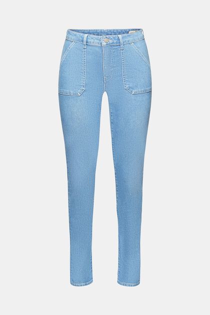 Mid-rise slim fit jeans, BLUE LIGHT WASHED, overview