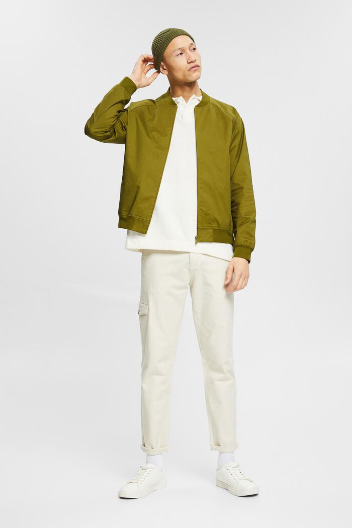 Bomber jacket made of blended organic cotton, OLIVE, detail image number 1