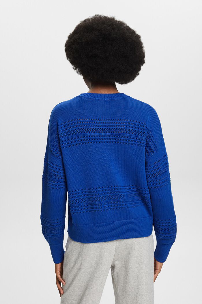 Crewneck Open-Knit Sweater, BRIGHT BLUE, detail image number 2