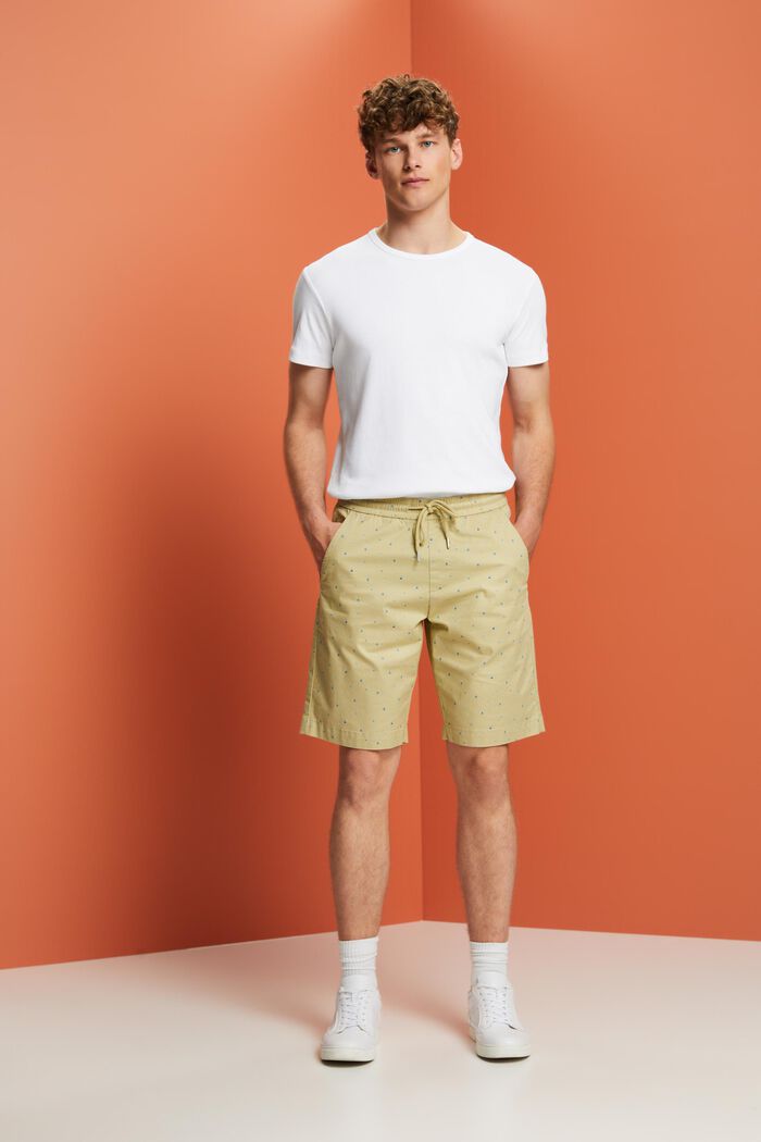 Patterned pull-on shorts, stretch cotton, PASTEL GREEN, detail image number 5