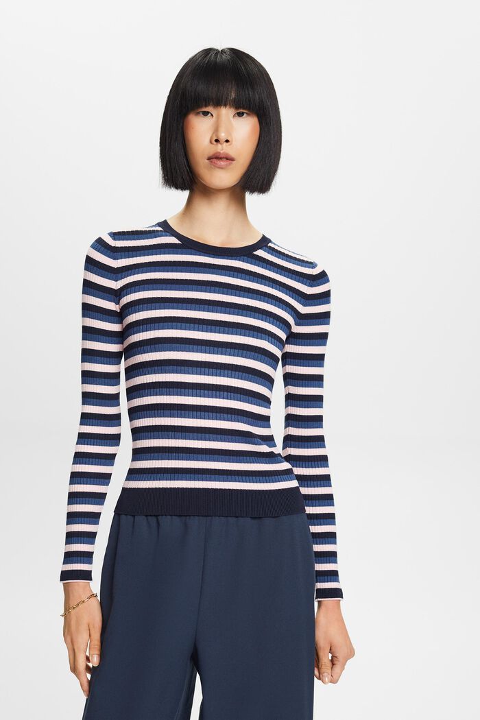 Striped Rib-Knit Top, NAVY, detail image number 1