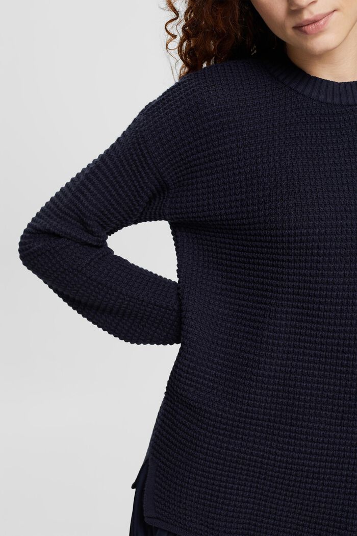 Textured knitted jumper, NAVY, detail image number 0