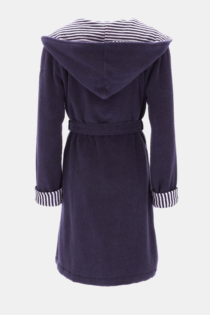 Terry cloth bathrobe with striped lining, NAVY BLUE, detail image number 5