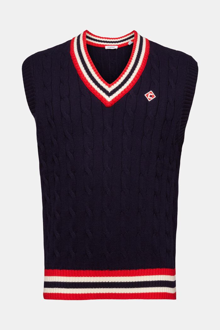 Cable-Knit Sweater Vest, NAVY, detail image number 6