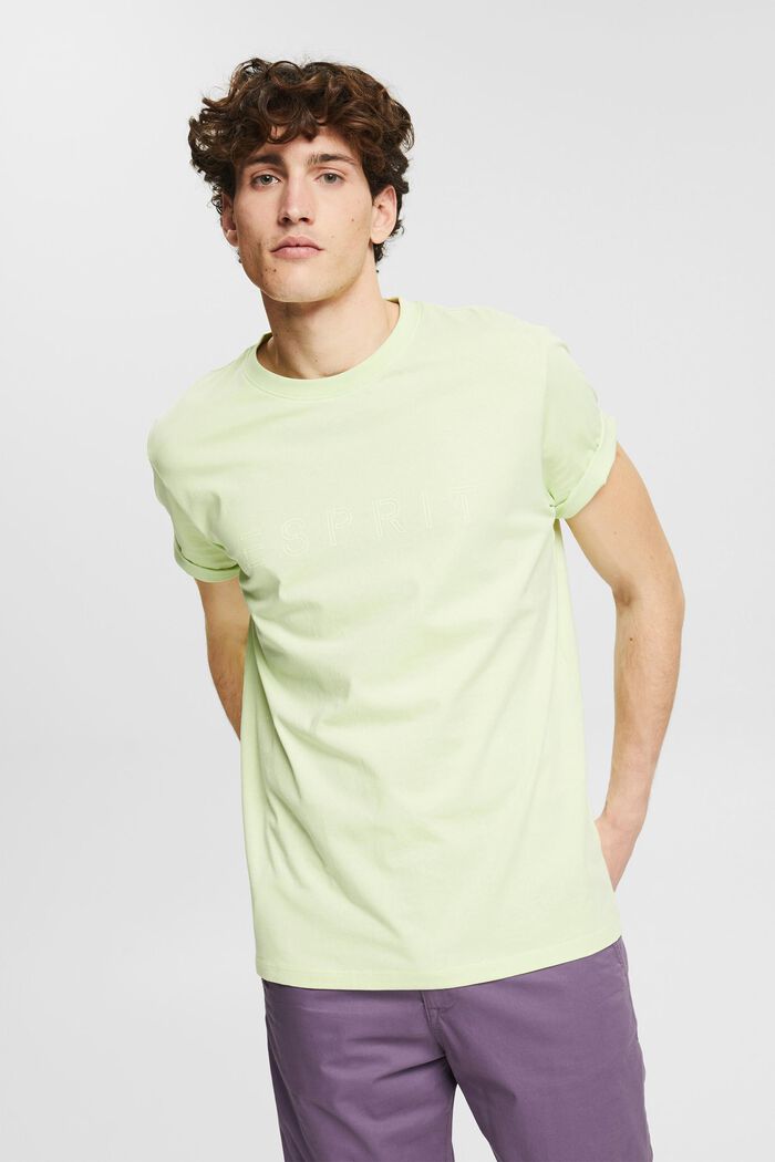 Jersey T-shirt with a logo print, LIGHT GREEN, detail image number 0