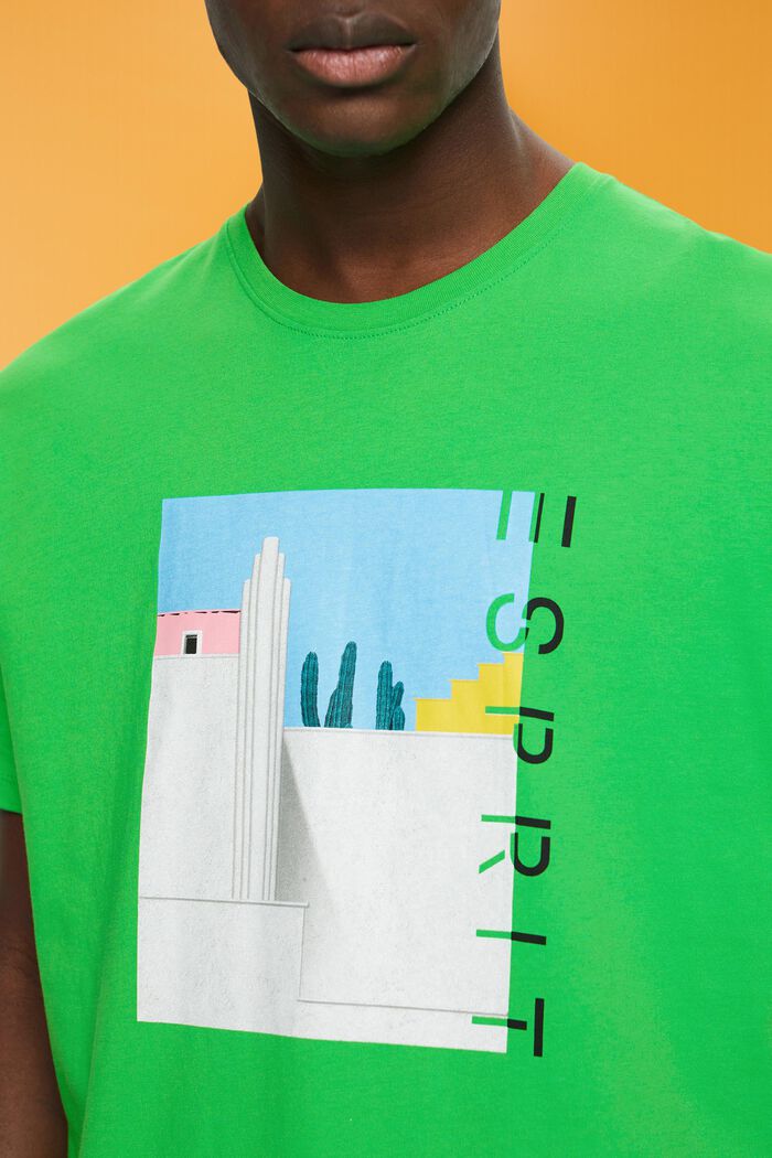 Cotton t-shirt with front print, GREEN, detail image number 2