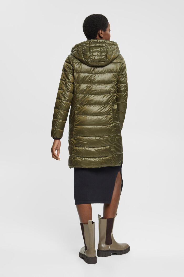 Quilted coat with detachable drawstring hood, DARK KHAKI, detail image number 3