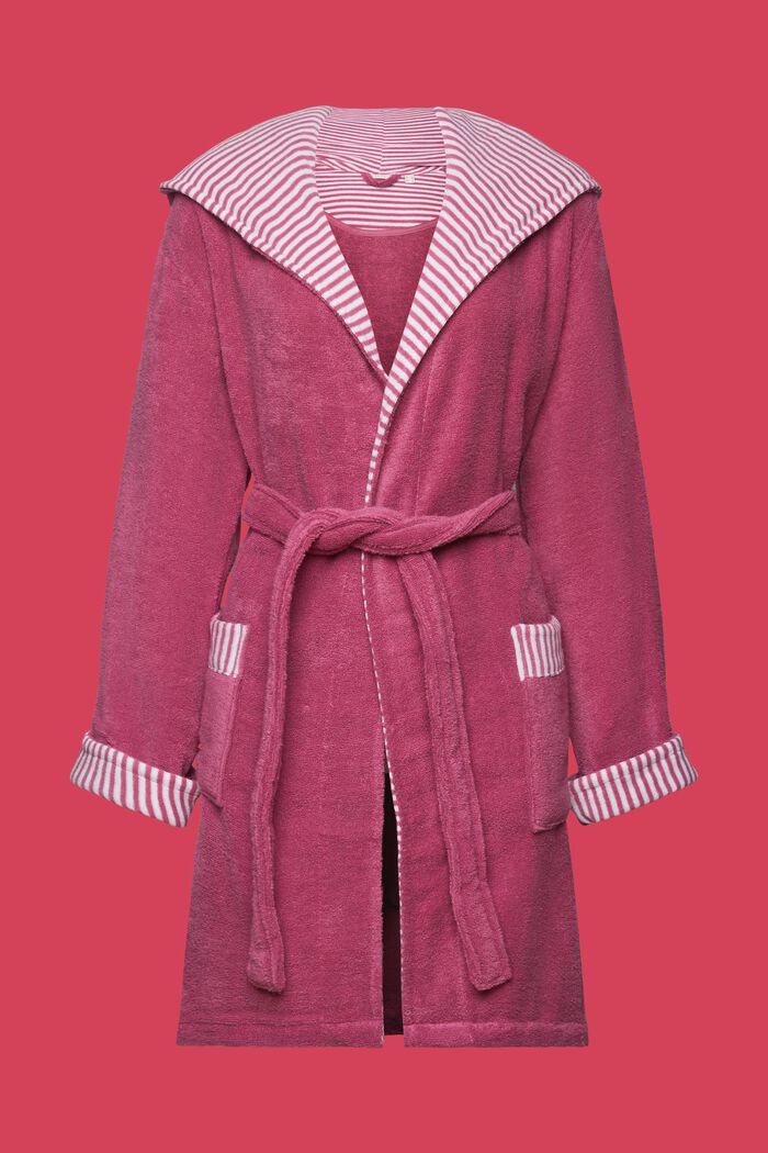 Terry cloth bathrobe with striped lining, BLACKBERRY, detail image number 6