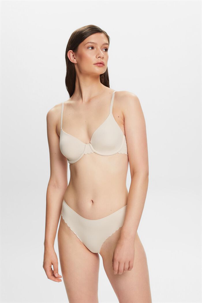 ESPRIT - Wired microfibre bra with scalloped edges at our online shop