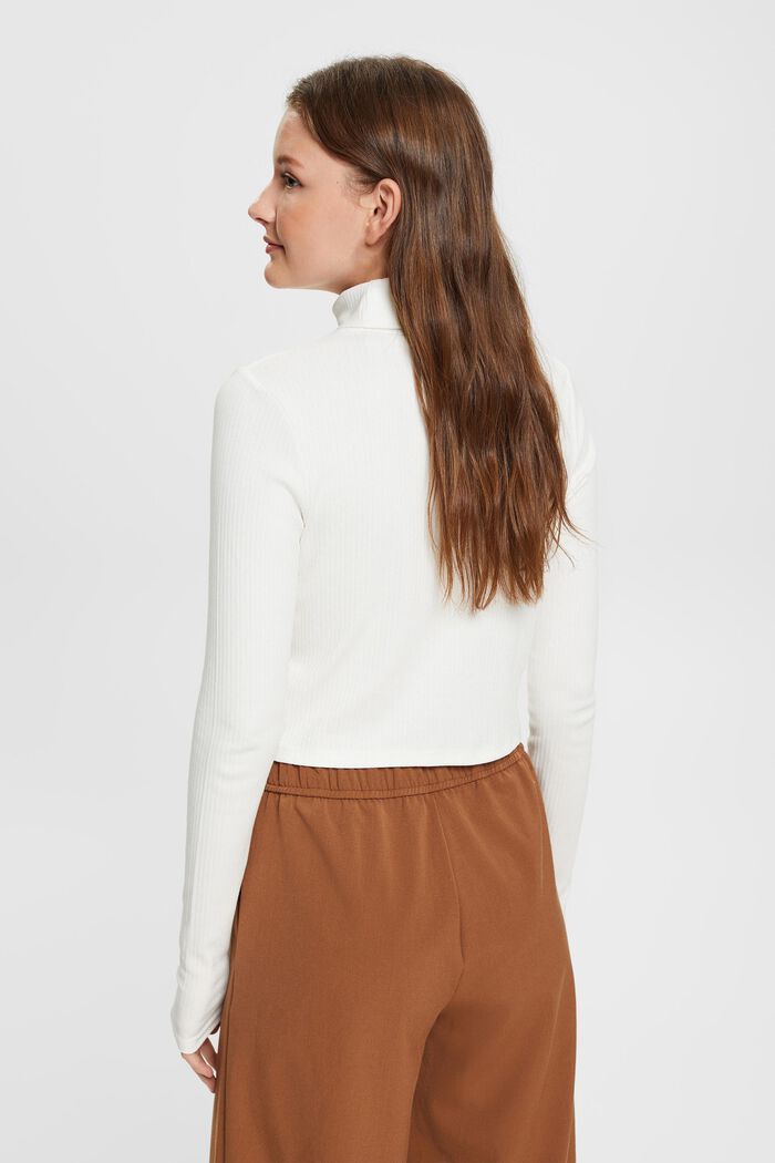 Cropped, roll neck long-sleeved top, OFF WHITE, detail image number 3