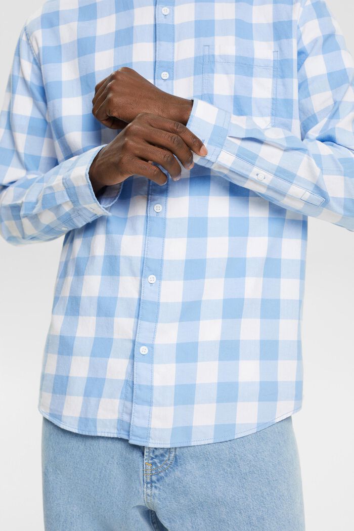 Vichy-checked flannel shirt of sustainable cotton, BRIGHT BLUE, detail image number 4