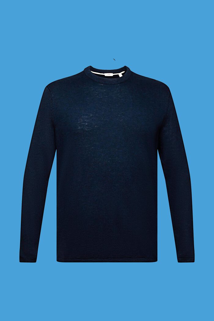 Crewneck jumper, cotton-linen blend, NAVY, detail image number 6