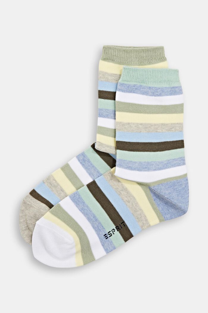 Double pack of striped socks in blended organic cotton, JADE, detail image number 0