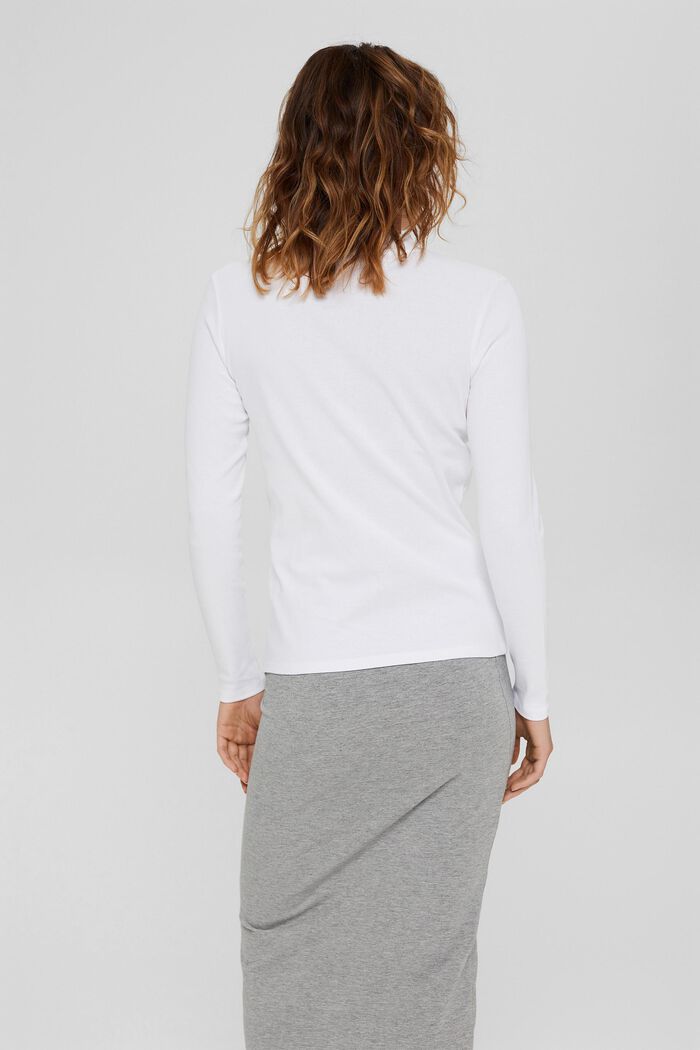 Long sleeve top with a stand-up collar, WHITE, detail image number 3