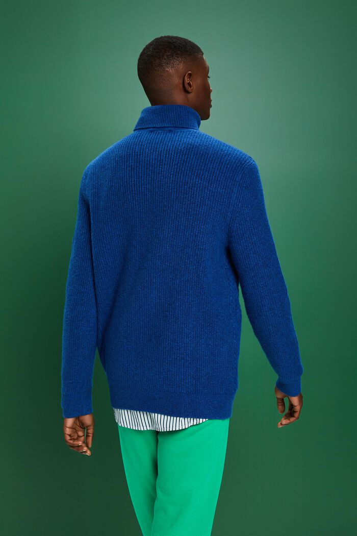 Cable Knit Rollneck Sweater, BRIGHT BLUE, detail image number 3