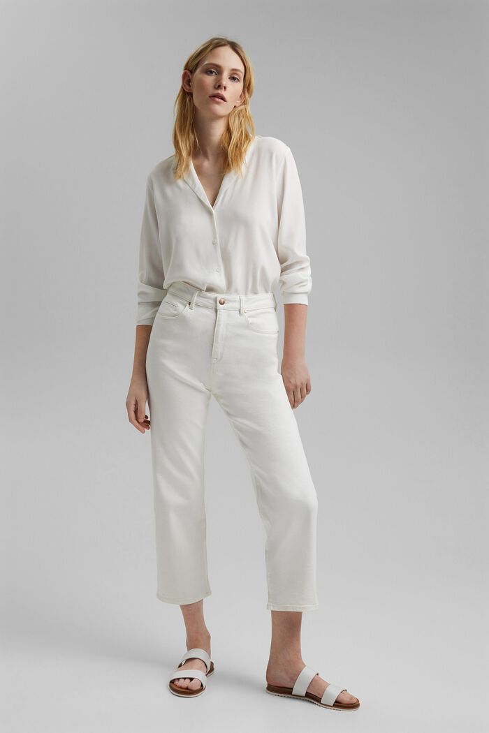 Stretch jeans in organic cotton, OFF WHITE, overview