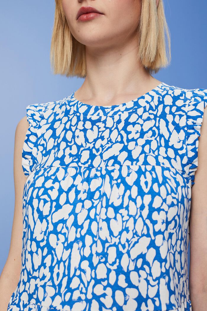 Patterned jersey midi dress, 100% cotton, BRIGHT BLUE, detail image number 3