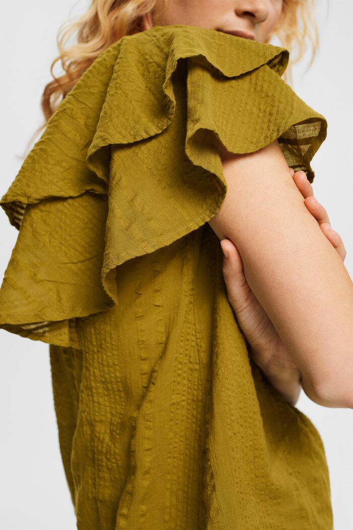 Blouse with flounce sleeves, OLIVE, detail image number 0