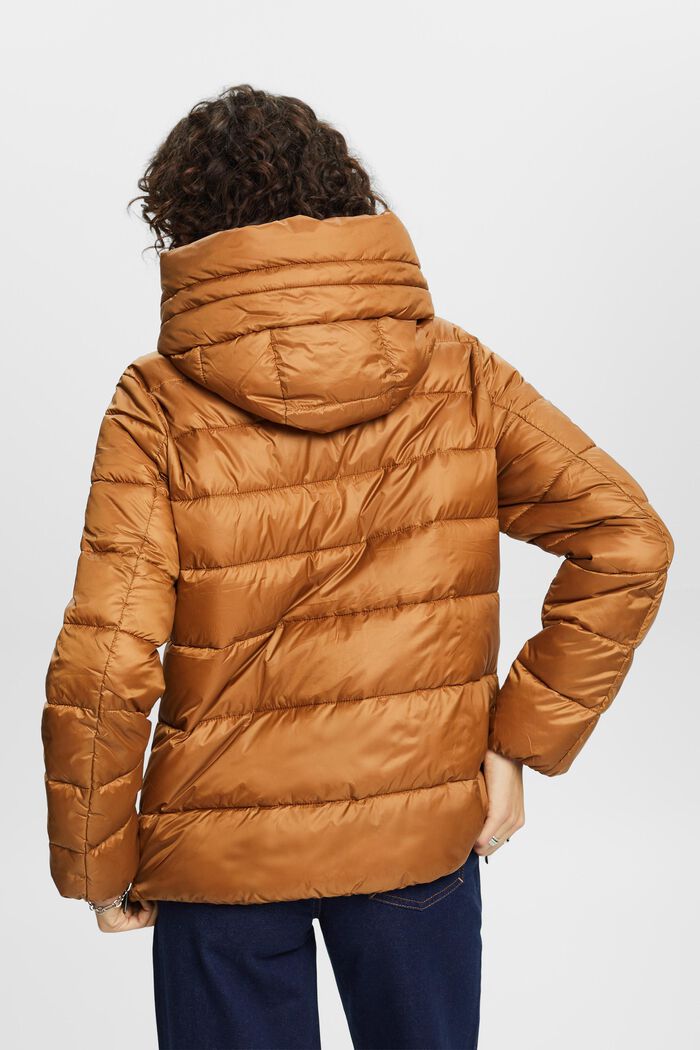 Recycled: puffer jacket with a hood, CARAMEL, detail image number 3