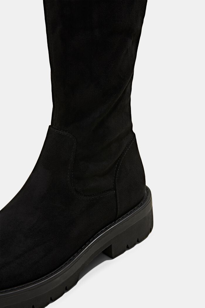 Knee-high boots in faux suede, BLACK, detail image number 3
