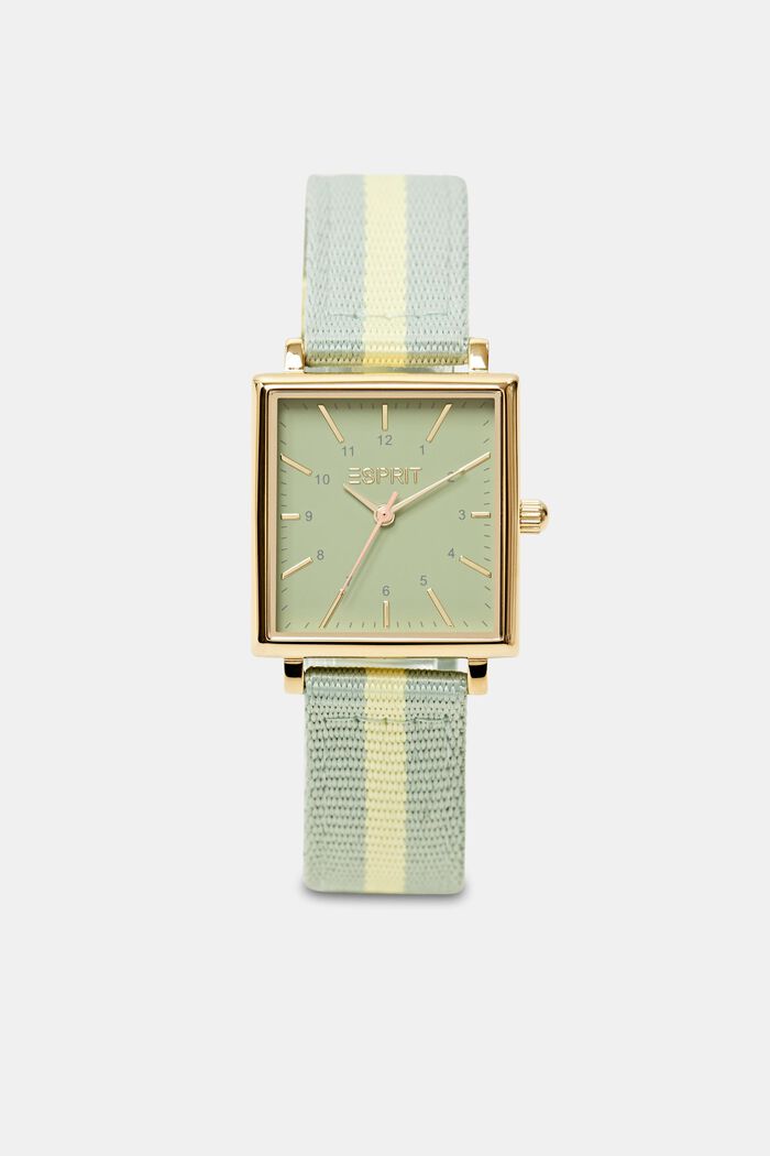 Stainless Steel Woven Strap Watch, GREEN, detail image number 0