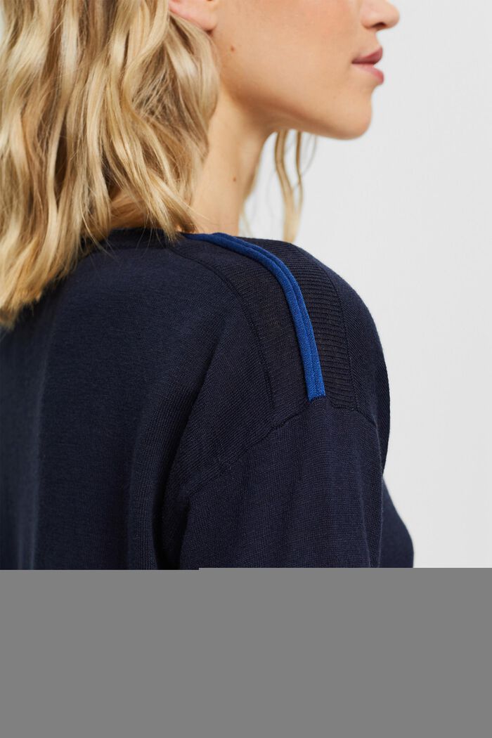 Knit jumper with linen, NAVY, detail image number 0