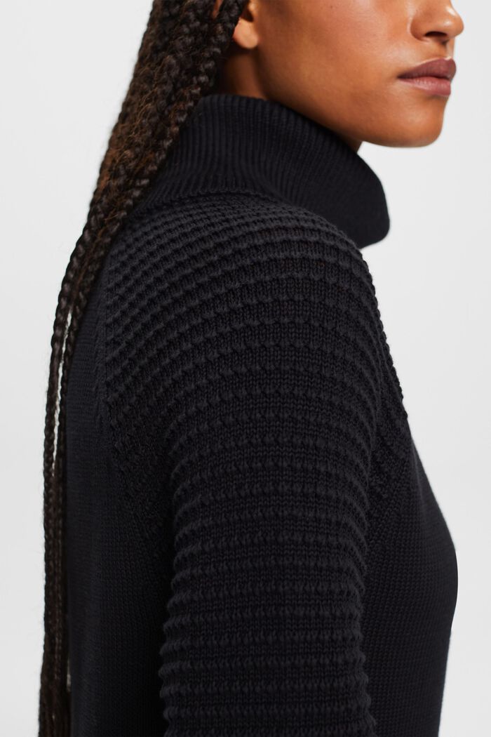 Knitted Turtleneck Mini Dress, BLACK, detail image number 1