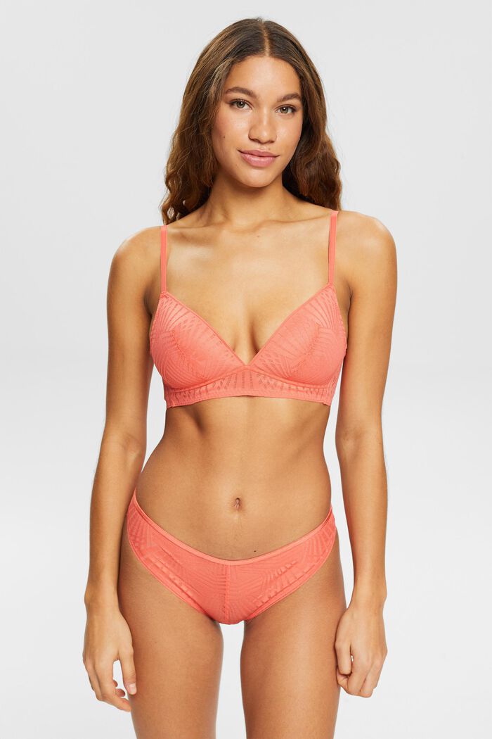 Padded, non-wired lacey bra, CORAL, detail image number 0