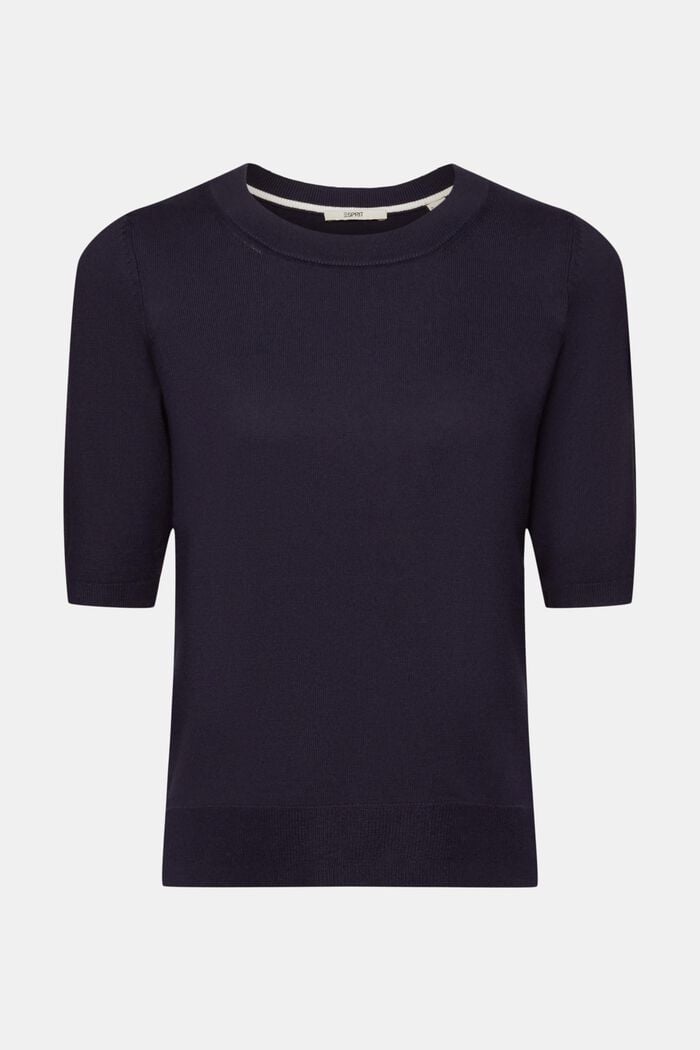 Short-sleeved knit sweater, NAVY, detail image number 6
