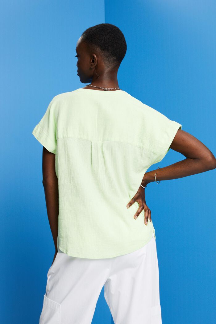 Textured cotton blouse, CITRUS GREEN, detail image number 3