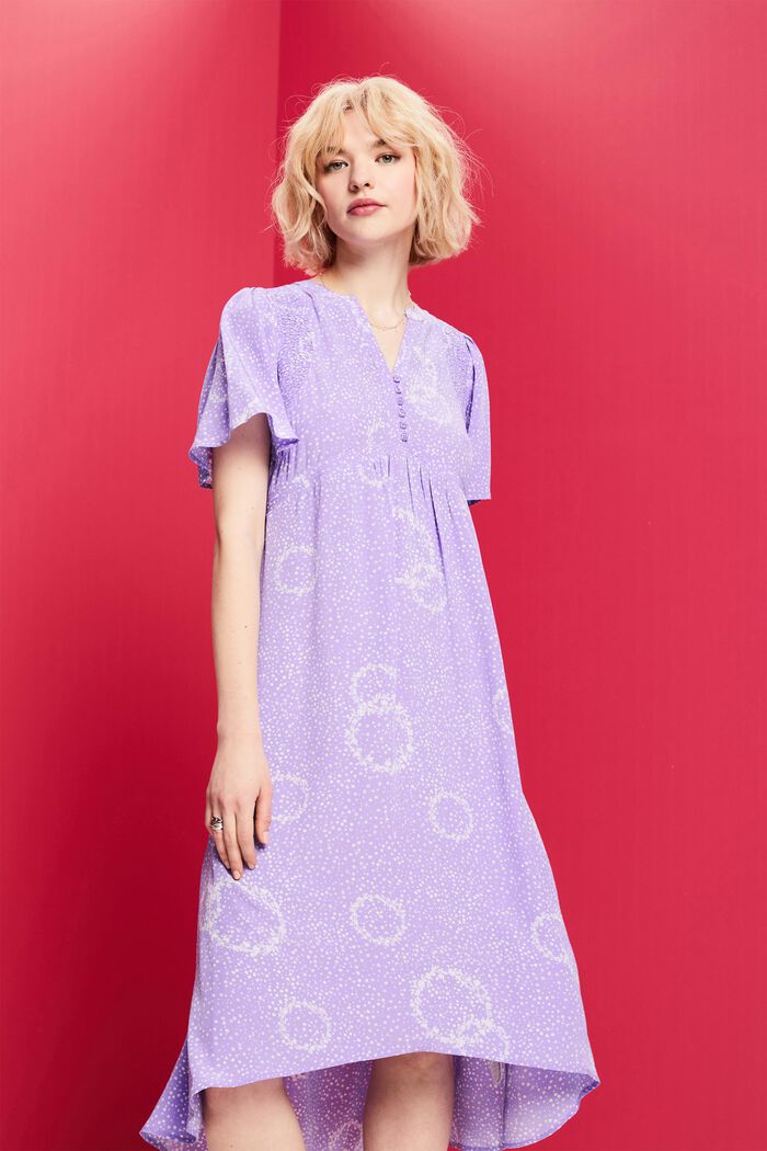 ESPRIT - Printed Gathered Tie Back Midi Dress at our online shop
