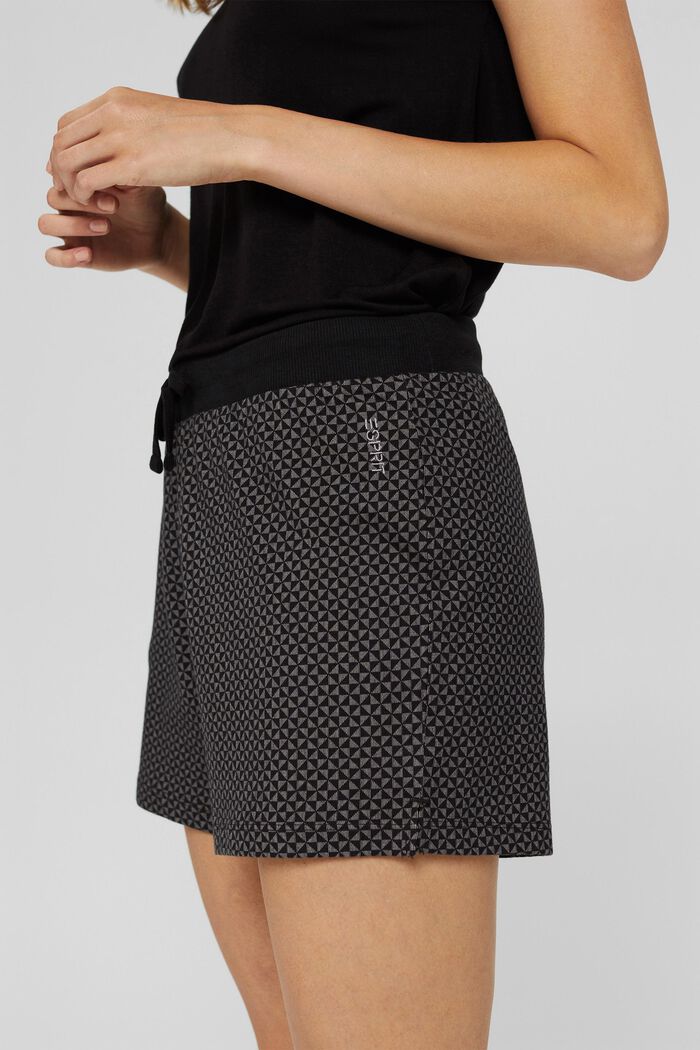 Patterned pyjama shorts made of 100% organic cotton, BLACK, detail image number 2