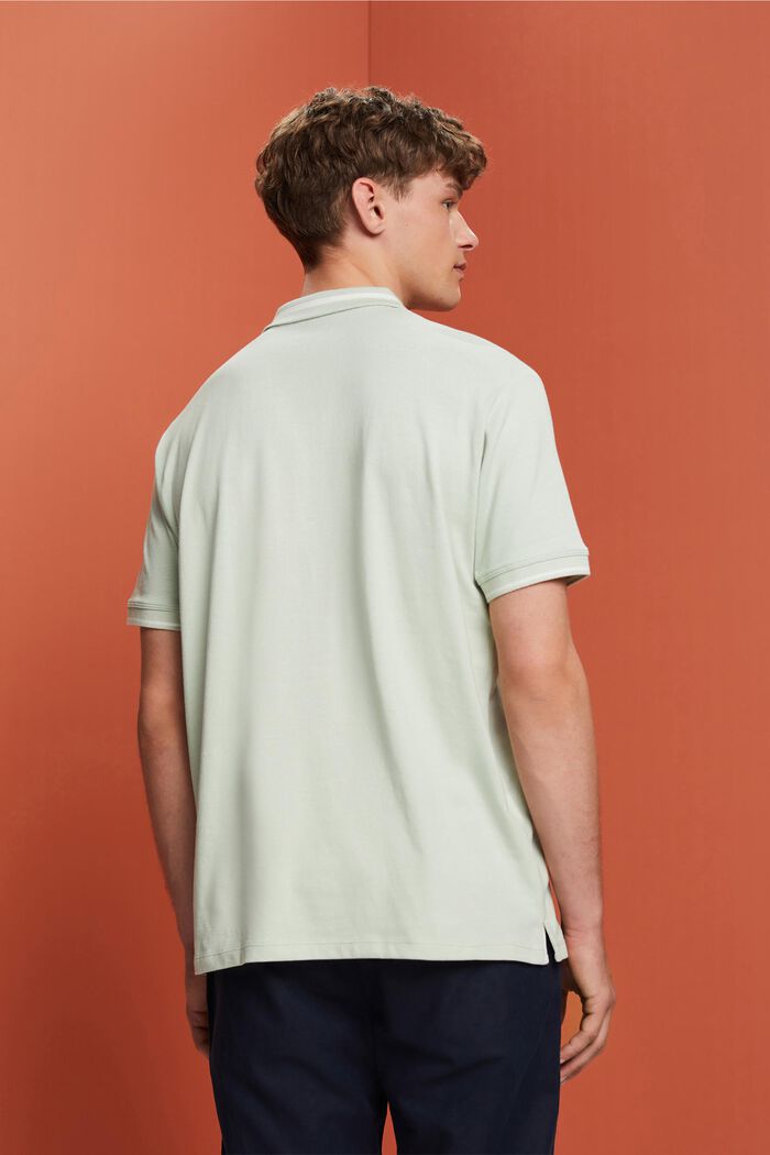 Jersey polo shirt, cotton blend, PASTEL GREEN, detail image number 3